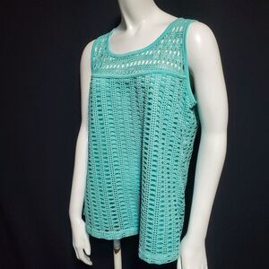 Le Rouge Green Lace Tank Top (L)